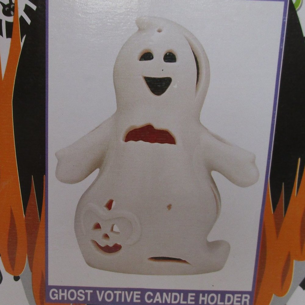 NIB ceramic ghost votive candle lamp